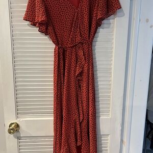Red Polka Dot Wrap Dress